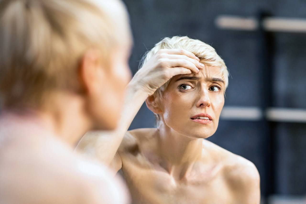 Woman after using product that was unsuitable for skin