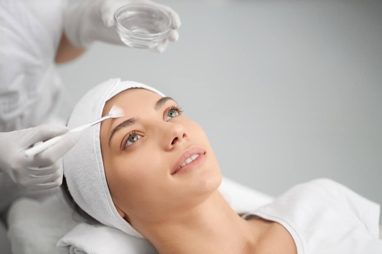 Woman during chemical peel