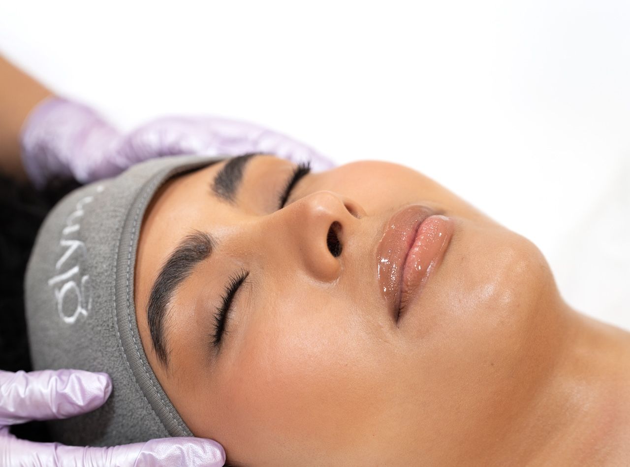 close-up of client’s smooth glowing skin after professional treatment