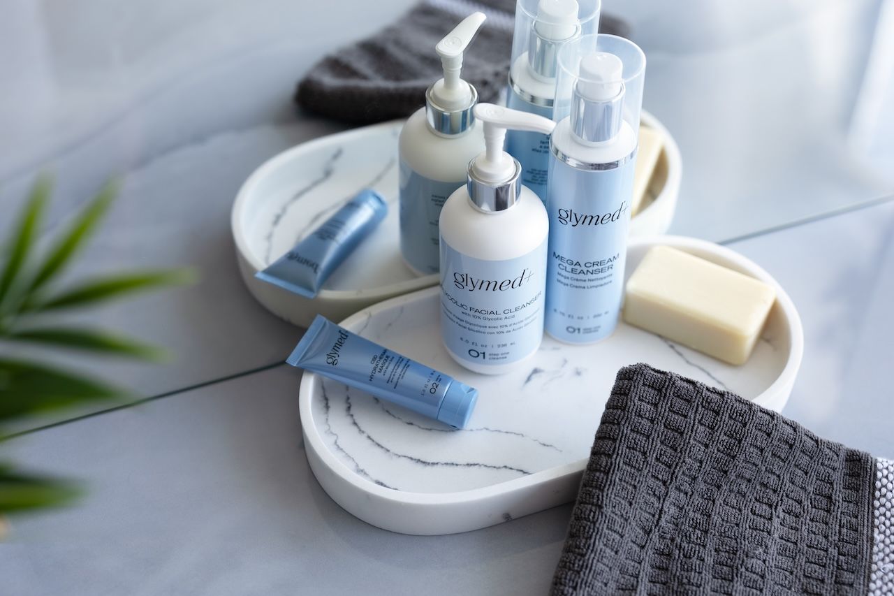 range of GlyMed+ skincare products